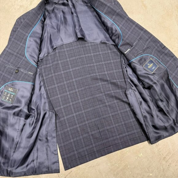 Brooks Brothers "BrooksCool" Blazer REDA Wool Sport Coat Glen Check Blue 44R - Picture 6 of 10